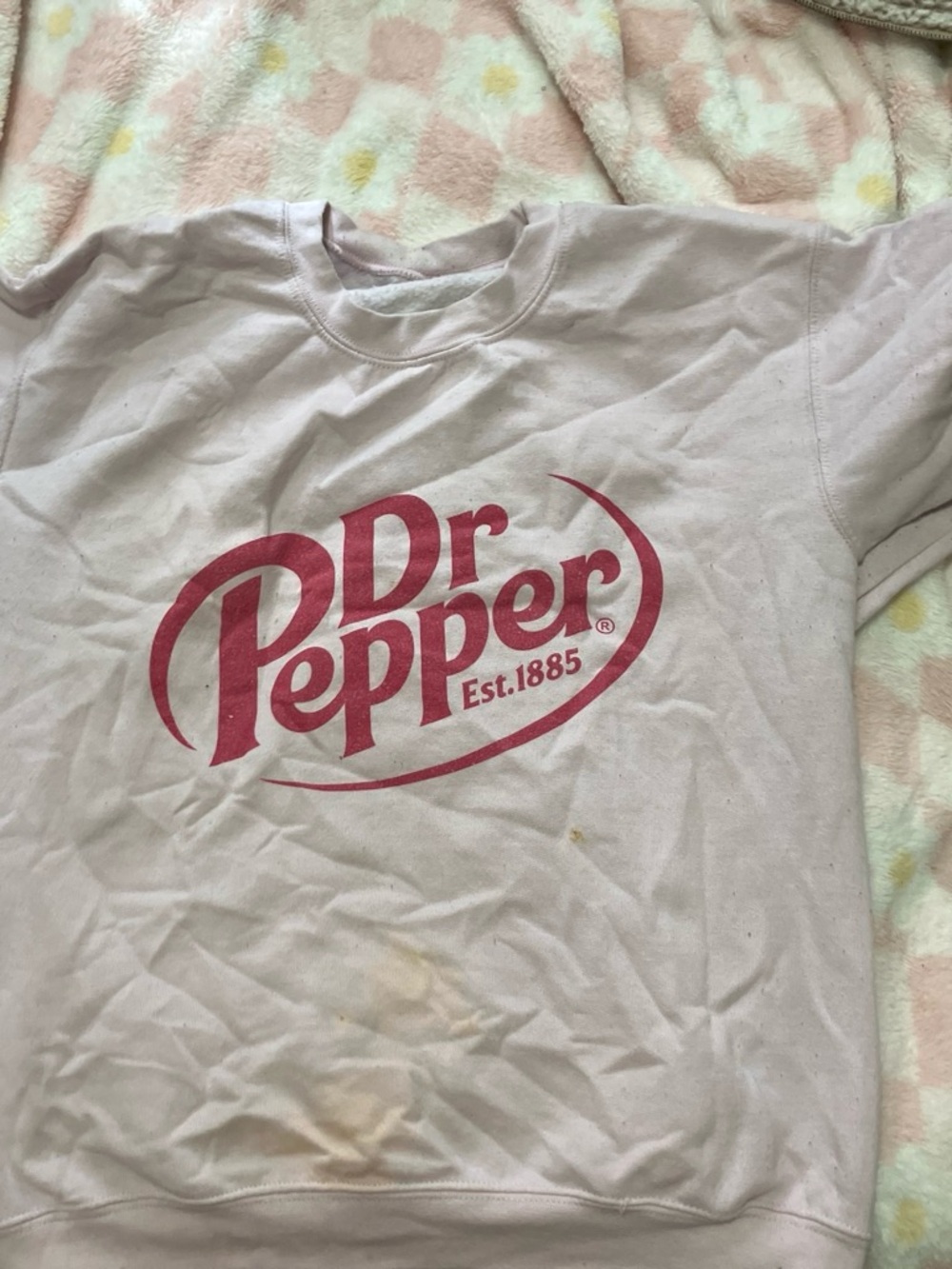 Dr Pepper Logo Crewneck Sweatshirt - Light Pink with Red Graphic